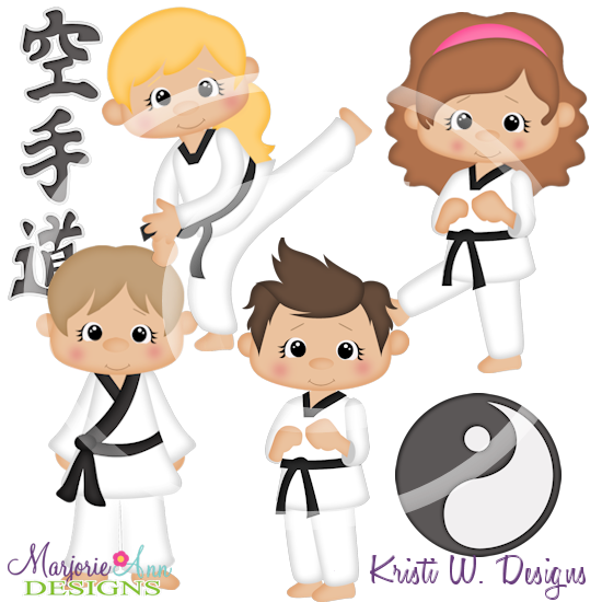 Karate Kids SVG CutFiles/Paper Piecing +Clipart - Click Image to Close